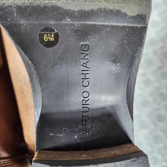 Arturo Chiang Tan Camel Colored Knee High Leather Riding Boots Size 6 - Picture 7 of 8